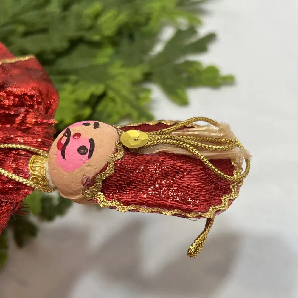 Vintage Mr. Christmas Gold & Red Lame Soldier Ornaments Lot of 2 1960s?